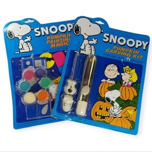 Lot Of 2 Vintage 1988 Peanuts Snoopy Pumpkin Carving & Painting Kits
